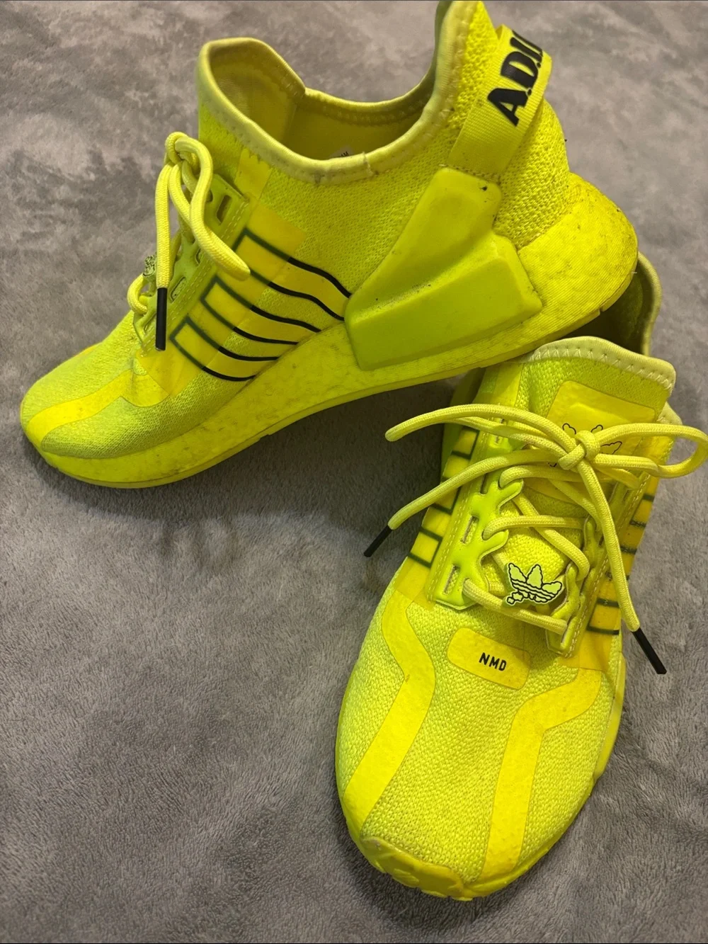adidas Kids NMD Neon Yellow Lace-Up Sneakers